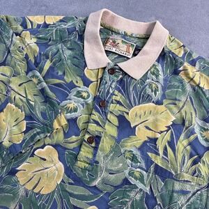 Tori Richard Men Polo Shirt Multicolor Sz XL Hawaiian Short Sleeve Collar Button